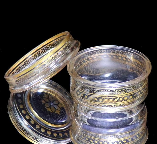 オールド・バカラ 1900年頃 金彩蓋物 希少絵柄 ボンボニエール アートピース