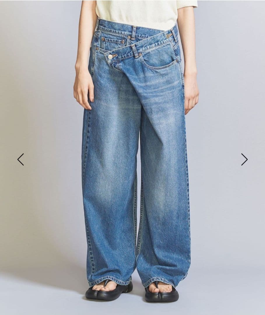 BEAUTY&YOUTHダメージラップワイドデニムSビューティーアンドユース