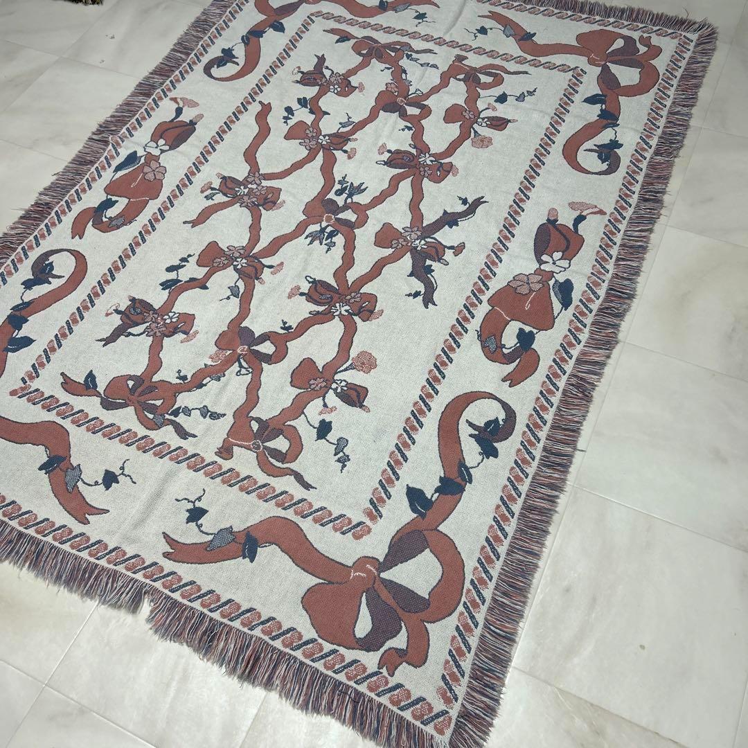 リボン　マルチカバー　ソファーカバー　ヴィンテージラグ　175x124