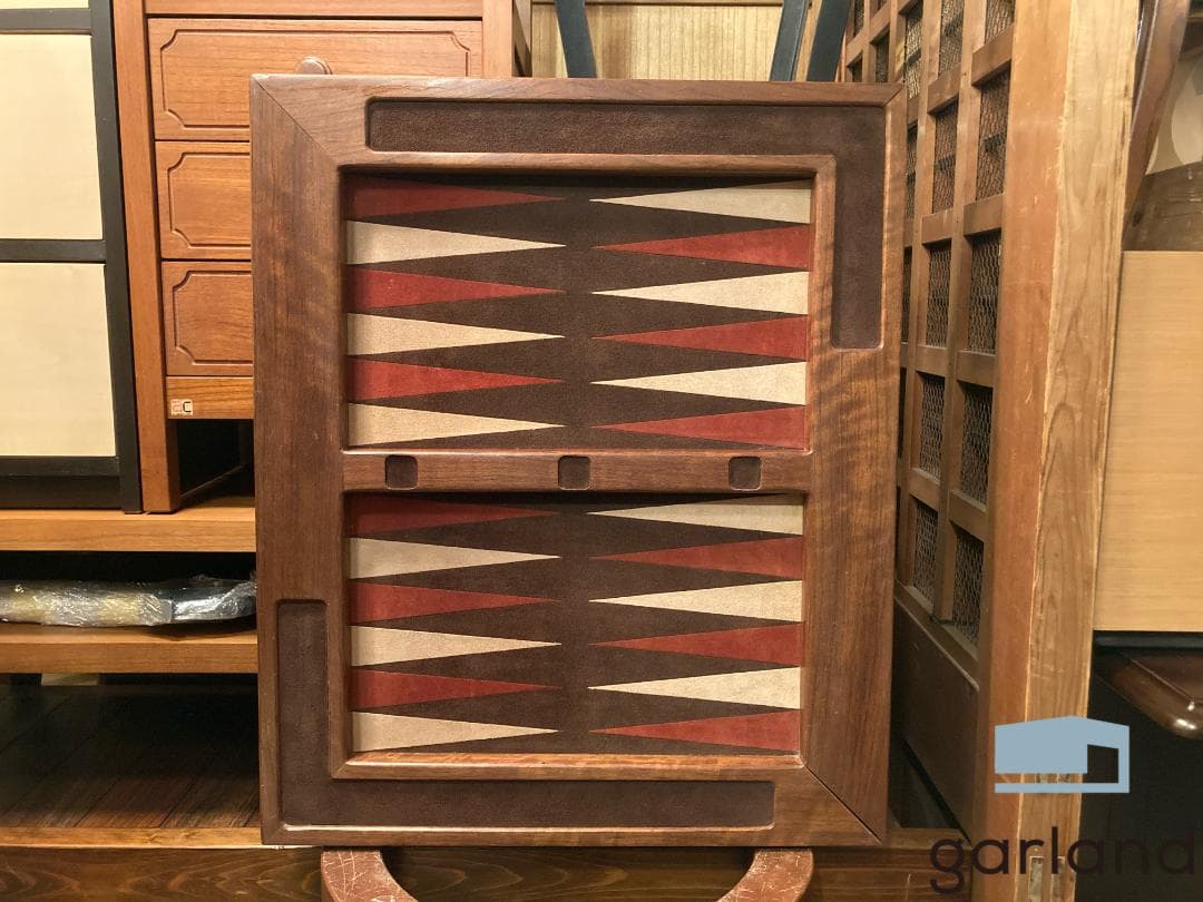 アンティーク☆バッグギャモン／テーブルトップボード／マホガニー無垢・ヌバック