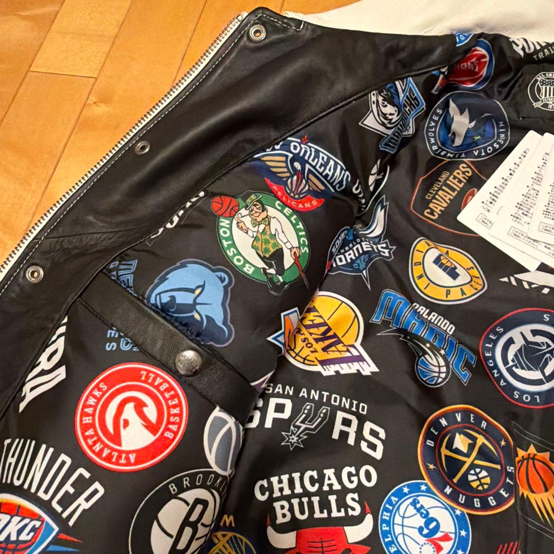 AVIREX x NBA 初コラボ　ホワイト レザージャケット Lサイズ