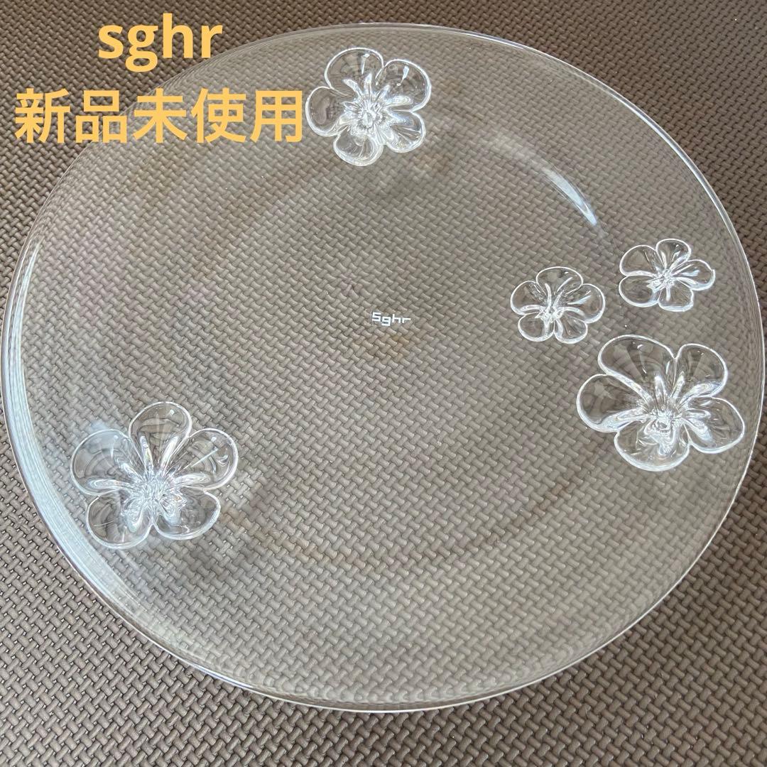新品　スガハラガラス　カメリアプレート　28cm クリアー