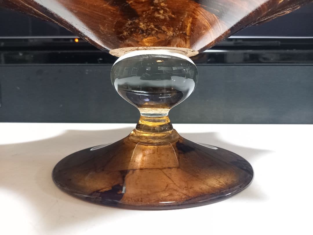 イタリア　ムラーノ　ガラス　水冠　金箔　スタンド　トレー