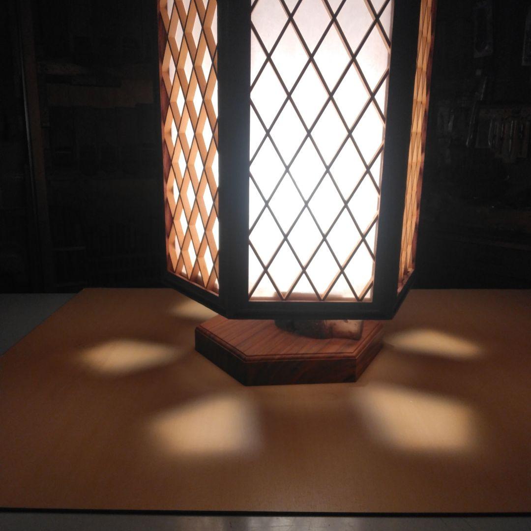 六角形の木製ランプシェード(行灯）手作り