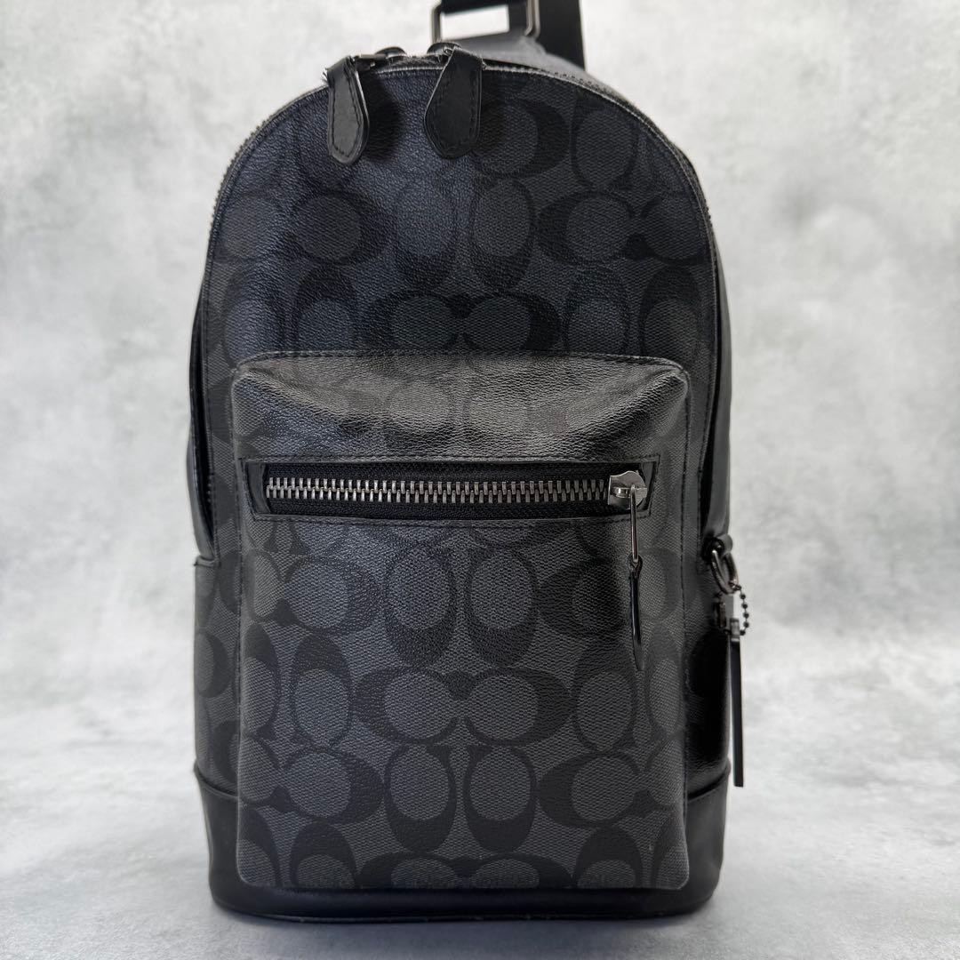 COACH コーチ ボディバッグ PVC クロスボディ ブラック 黒 メンズ