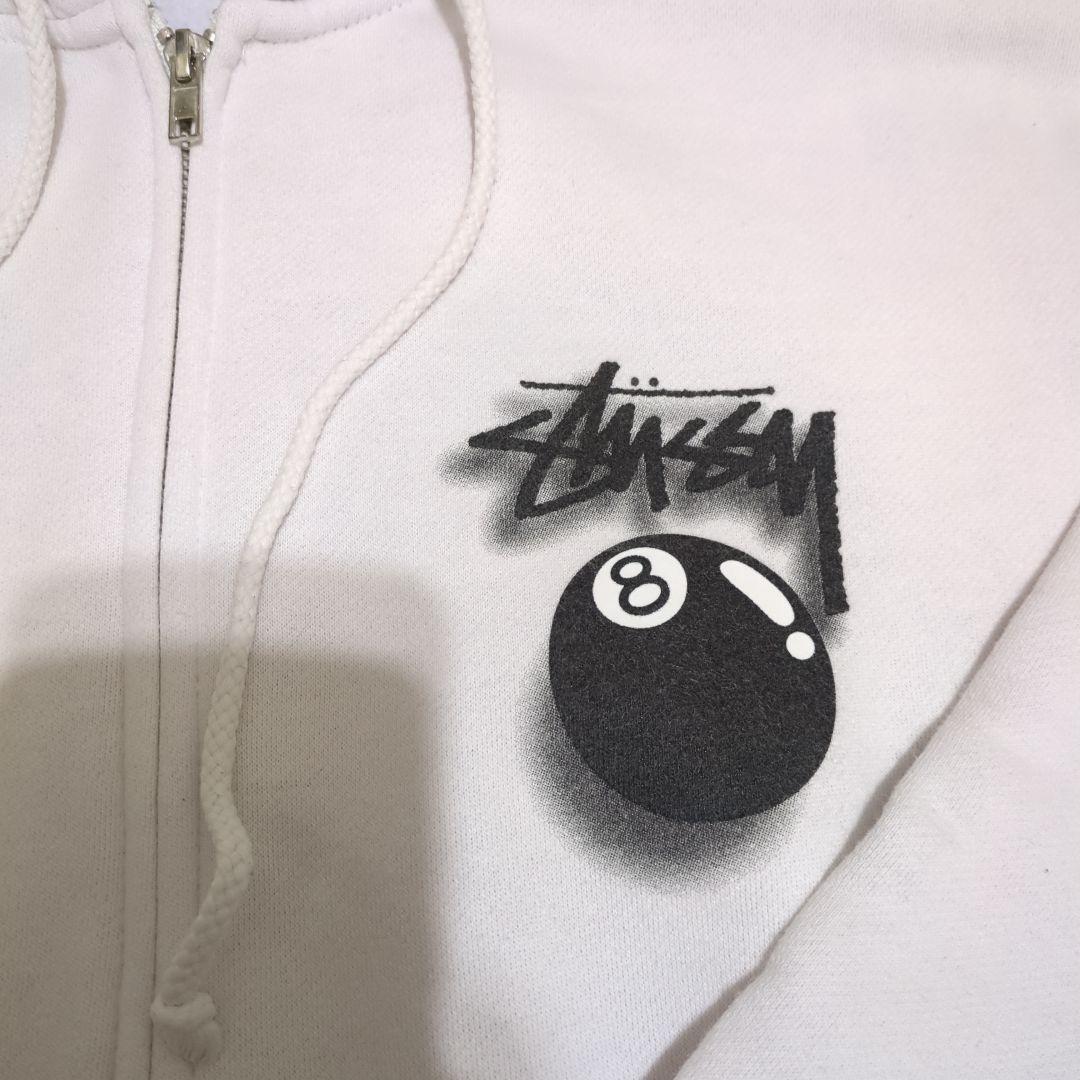 Ou！！最終値下げStussy ホワイト パーカー Lサイズ 8ボールロゴ