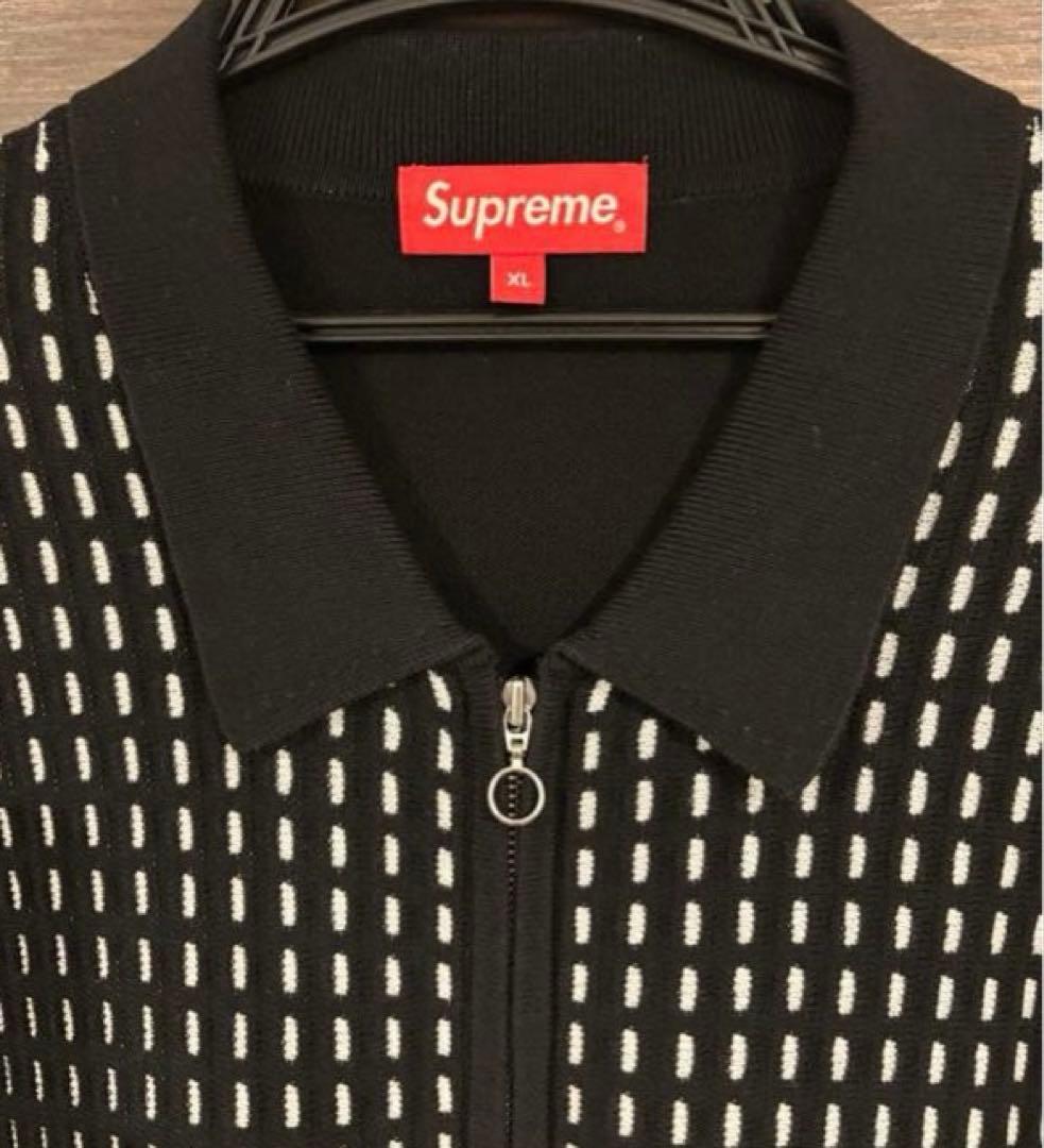 【XL】18SS_Supreme Dashes Zip Up Knit Polo