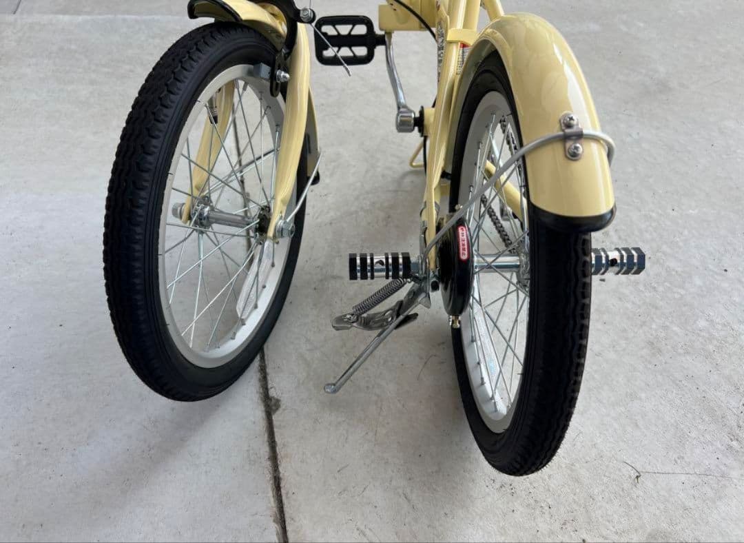 【新古品】折りたたみ自転車 クリーム色 ブラウンサドル