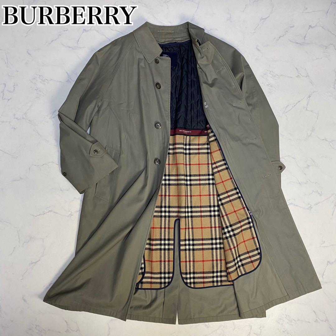 バーバリーロンドン　ステンカラーコート　L 玉虫色　ライナー　ノバチェック