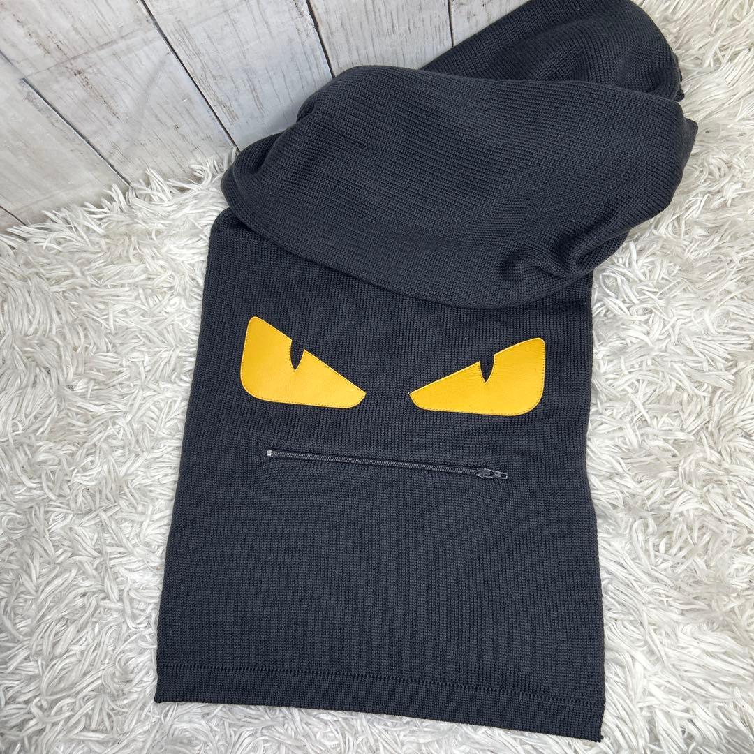 FENDI モンスター　バグズ　マフラー　ストール　ロゴ　ブラック