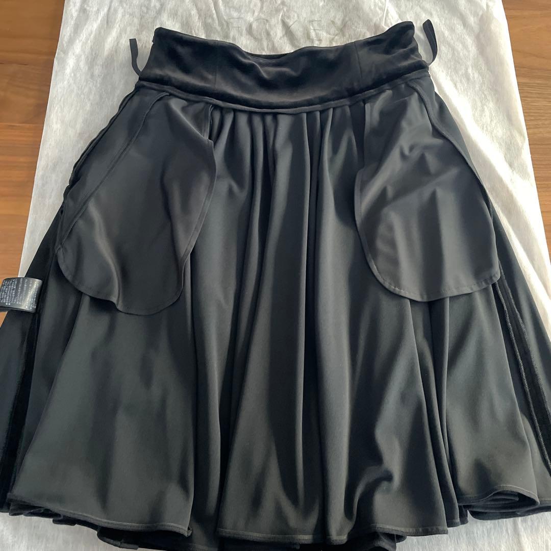 FOXEY VELOUR NOIR ブラック フレアスカート 40