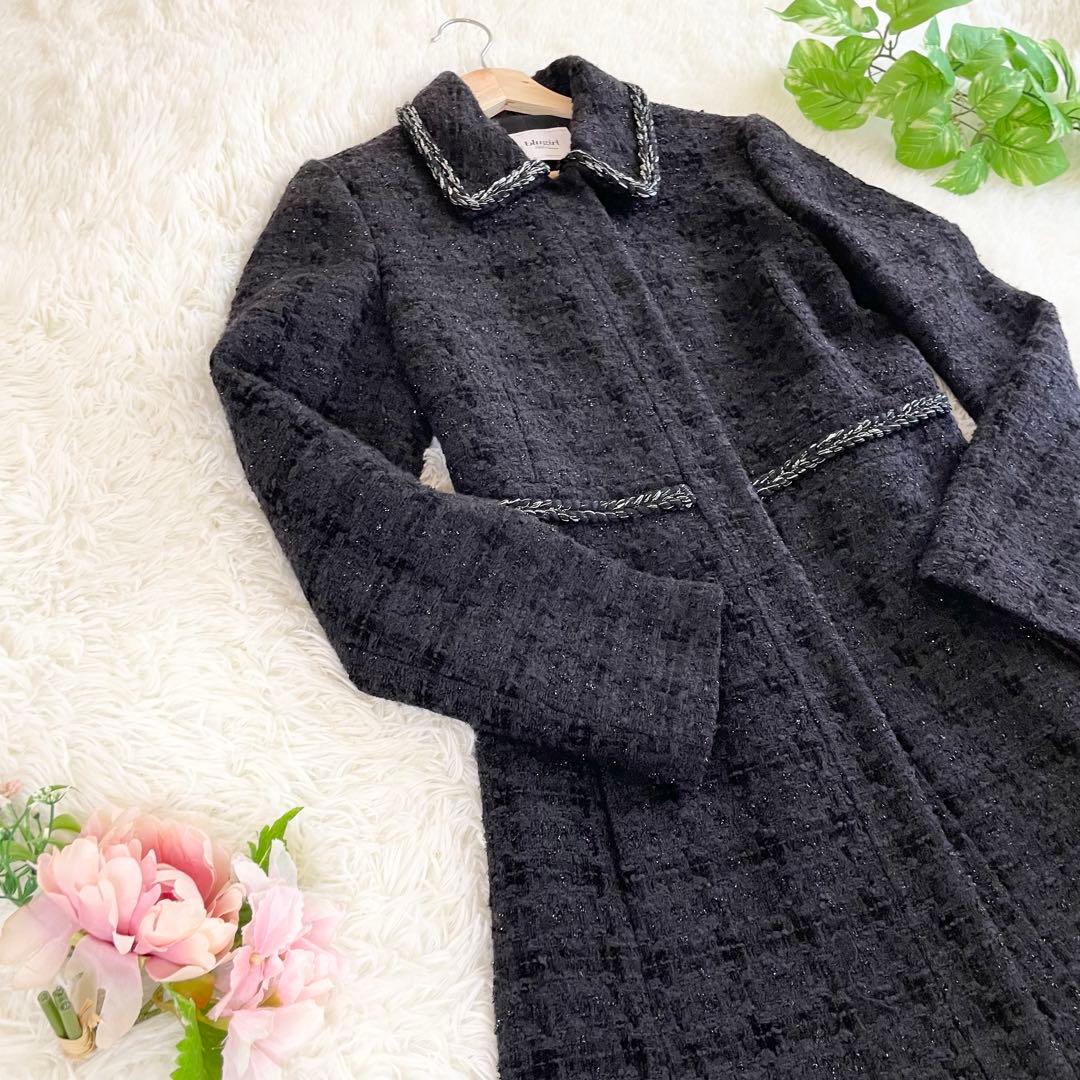 【美品】BLUGIRL ブルーガール ウールコート　ツイード　ラメ　Aライン