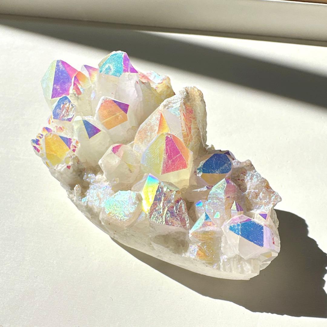 オーラ加工　クリアクォーツクラスター　天然石　置物