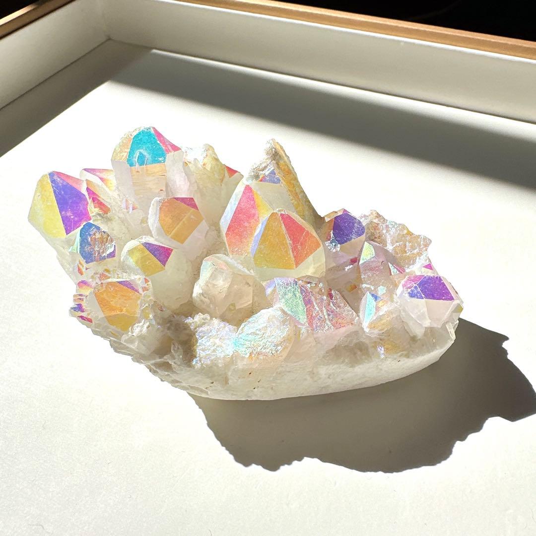 オーラ加工　クリアクォーツクラスター　天然石　置物