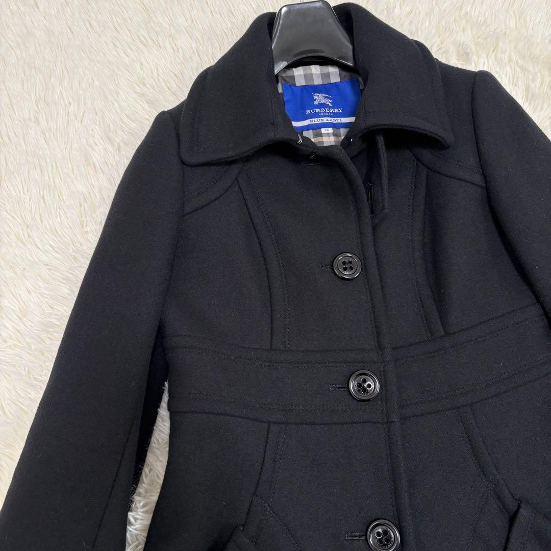 バーバリー ブルーレーベル ノバチェック アンゴラ コート Mサイズ