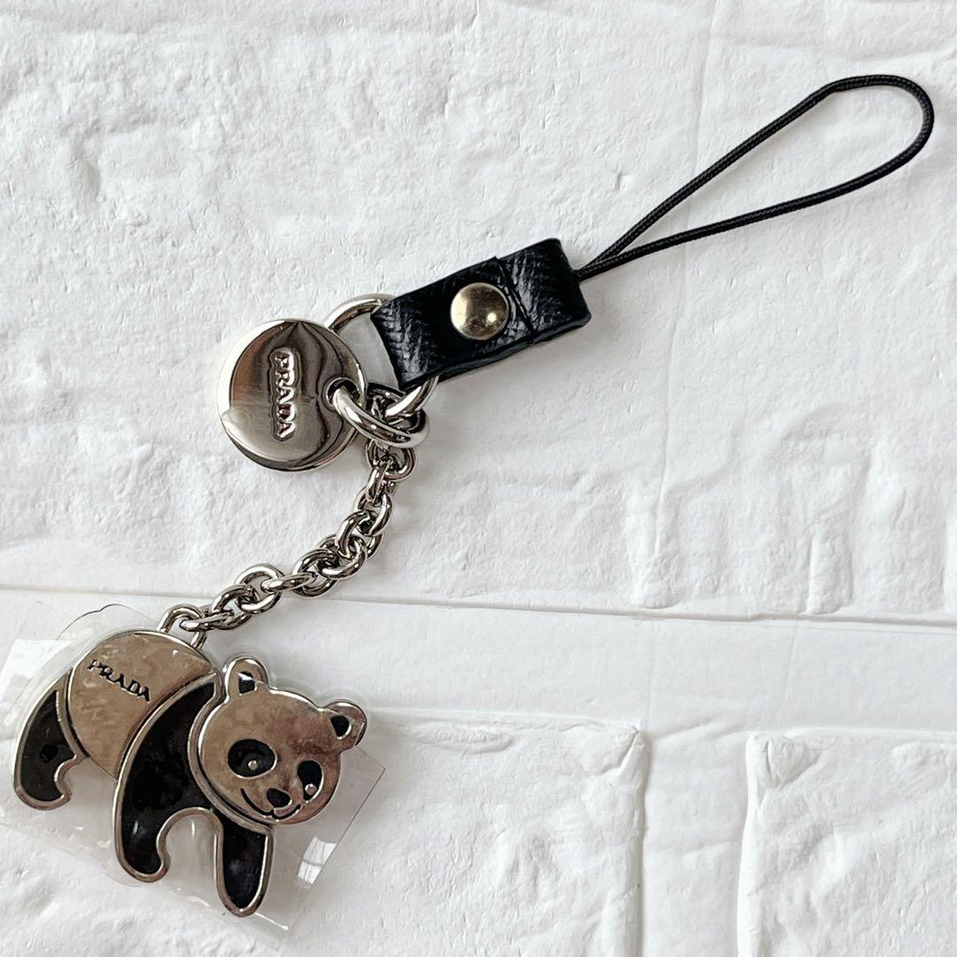 【極美品】　PRADA パンダ　キーホルダー　チャーム　ストラップ　シルバー