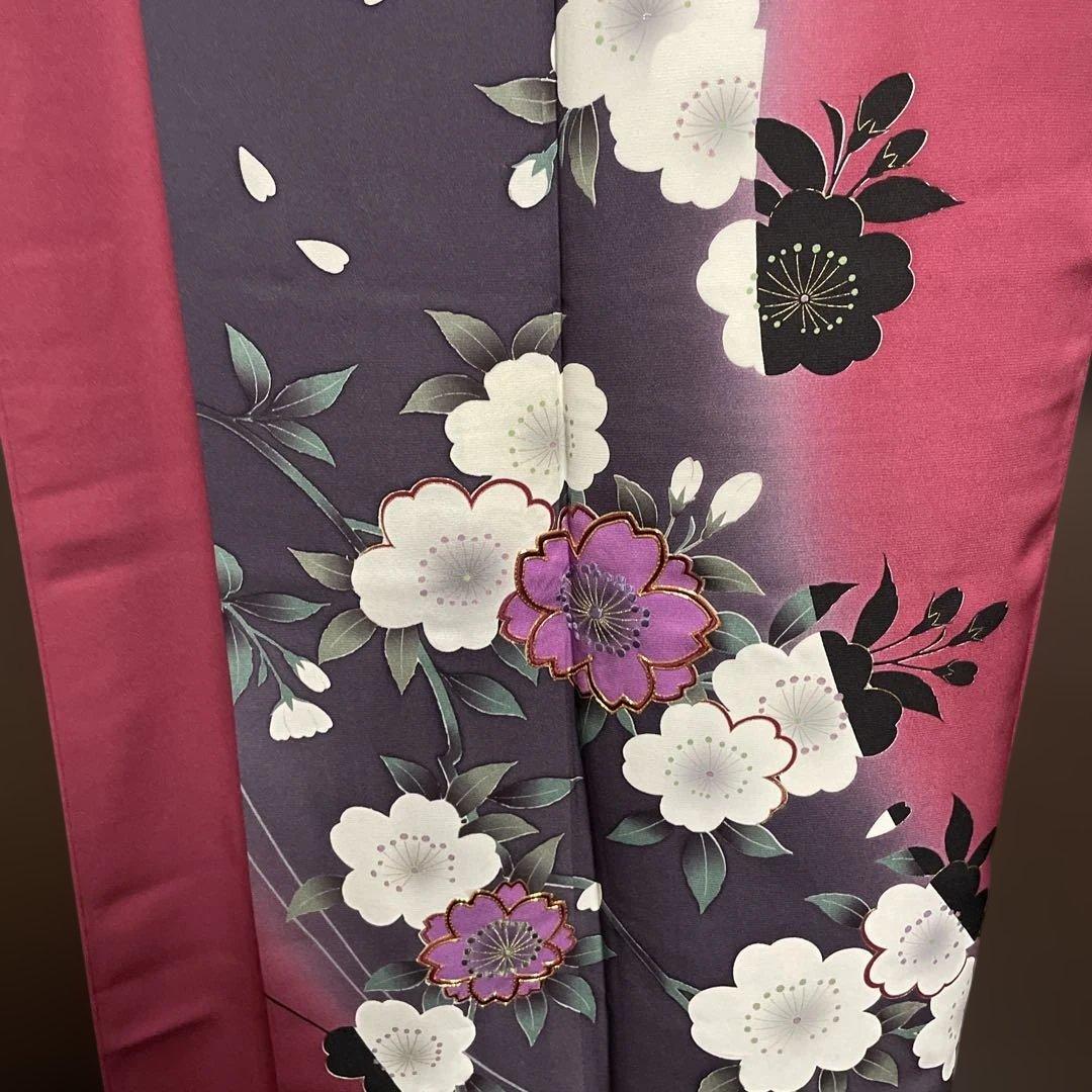 振袖フルセット　赤紫　桜　正絹　トールサイズ　商品説明必読！