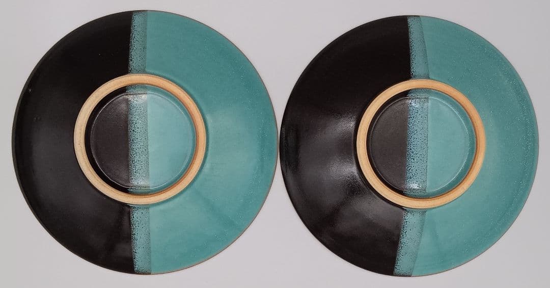 因州 中井窯 染め分け 皿 2点 セット 器 19cm