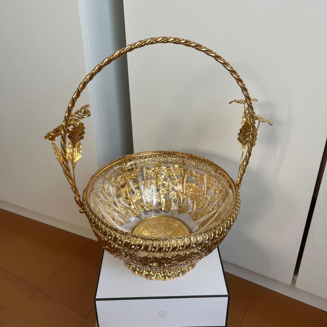ドバイ　ゴールドフルーツバスケット　高級インテリア