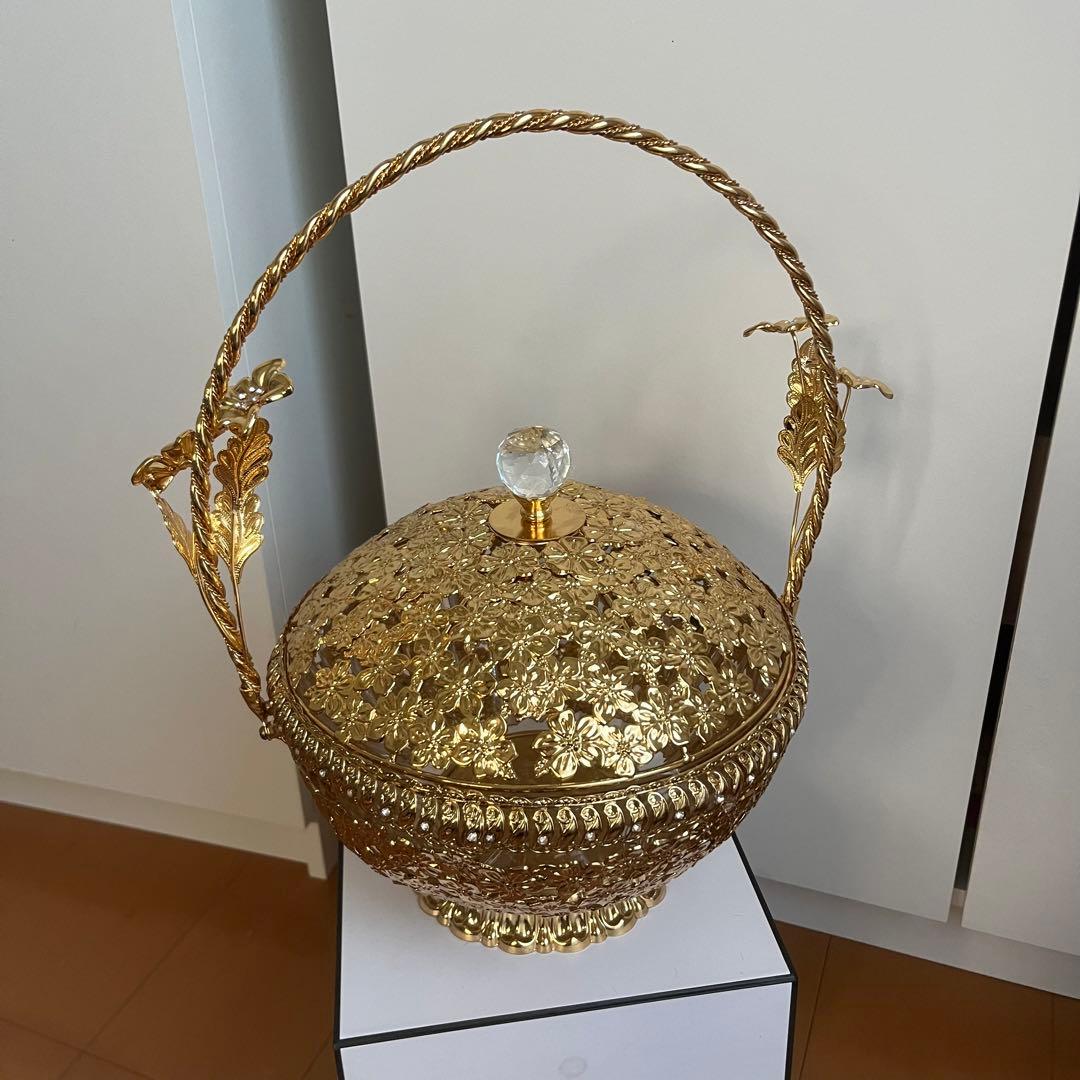 ドバイ　ゴールドフルーツバスケット　高級インテリア