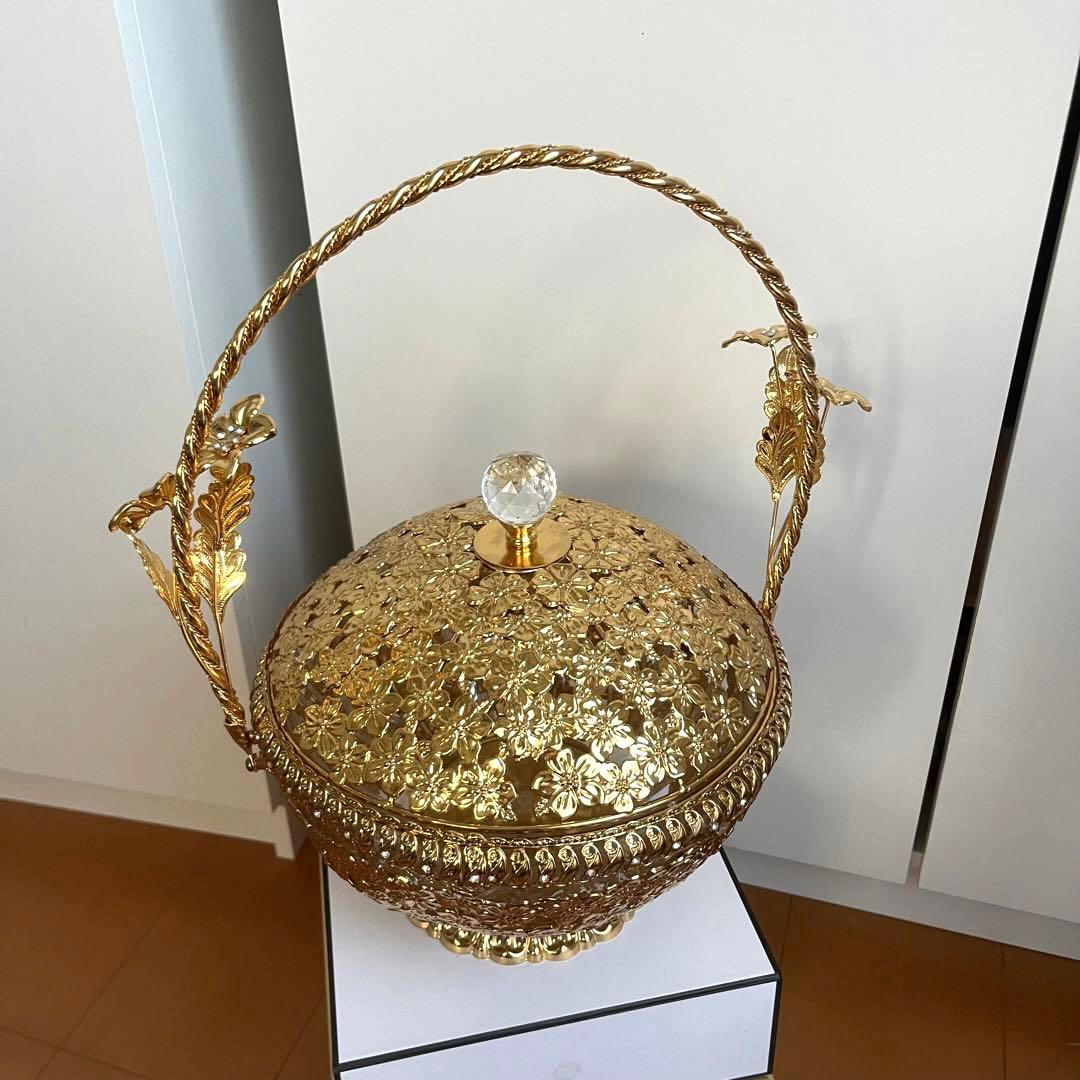 ドバイ　ゴールドフルーツバスケット　高級インテリア