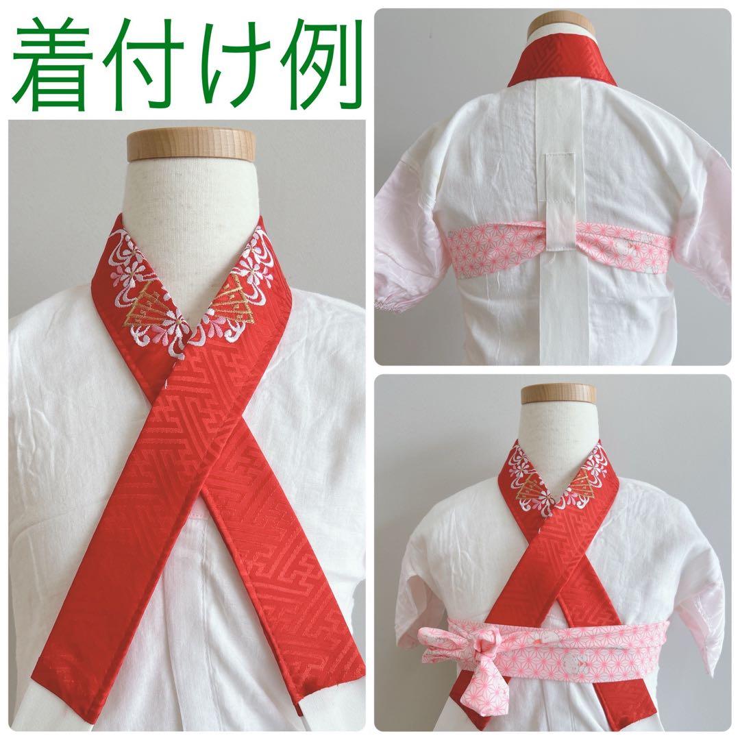 セット七五三7歳女の子長着＆簡単半衿＆袋帯＆草履＆バッグ＆小物オレンジ地蝶ちりめ