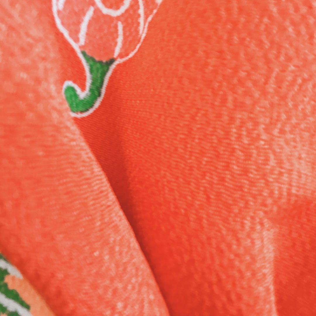 セット七五三7歳女の子長着＆簡単半衿＆袋帯＆草履＆バッグ＆小物オレンジ地蝶ちりめ