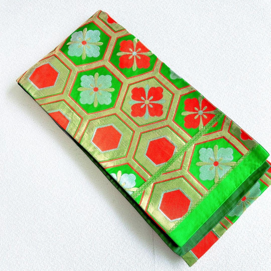 セット七五三7歳女の子長着＆簡単半衿＆袋帯＆草履＆バッグ＆小物オレンジ地蝶ちりめ