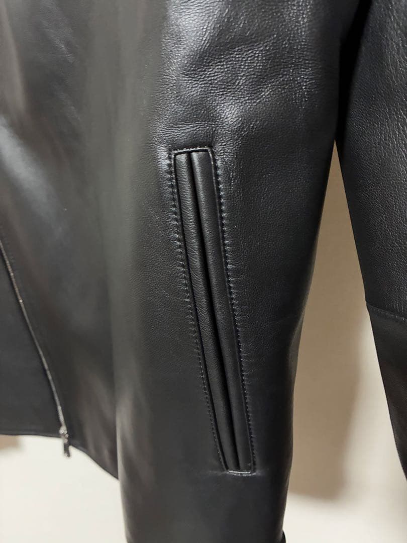 UNITED TOKYO ブラック ラムレザーダブルライダース 4