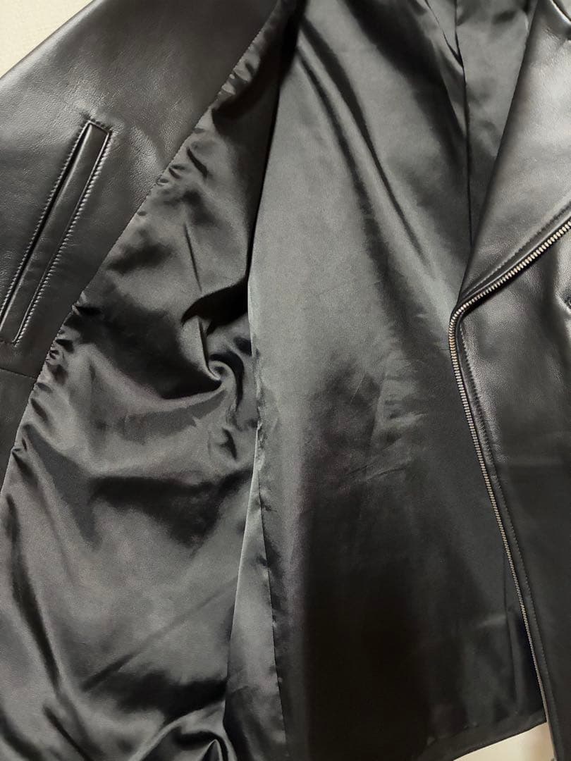 UNITED TOKYO ブラック ラムレザーダブルライダース 4