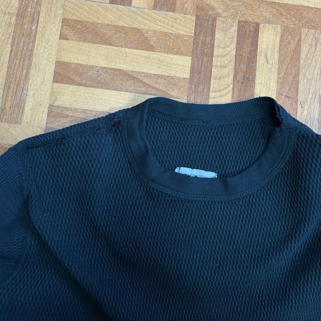 80s 米軍 コットン ブラック サーマル ミリタリー アンダーシャツ S129