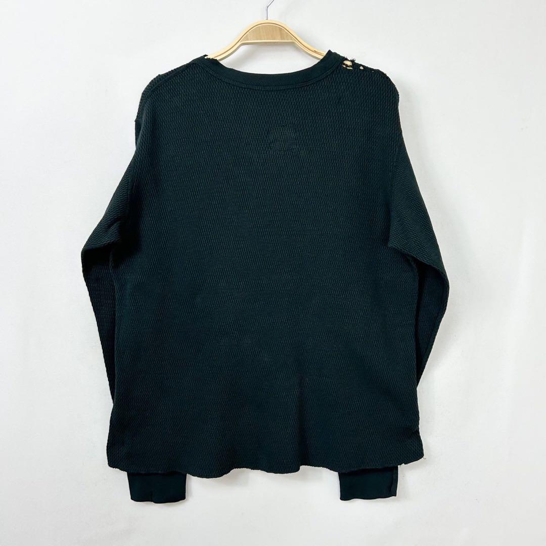 80s 米軍 コットン ブラック サーマル ミリタリー アンダーシャツ S129