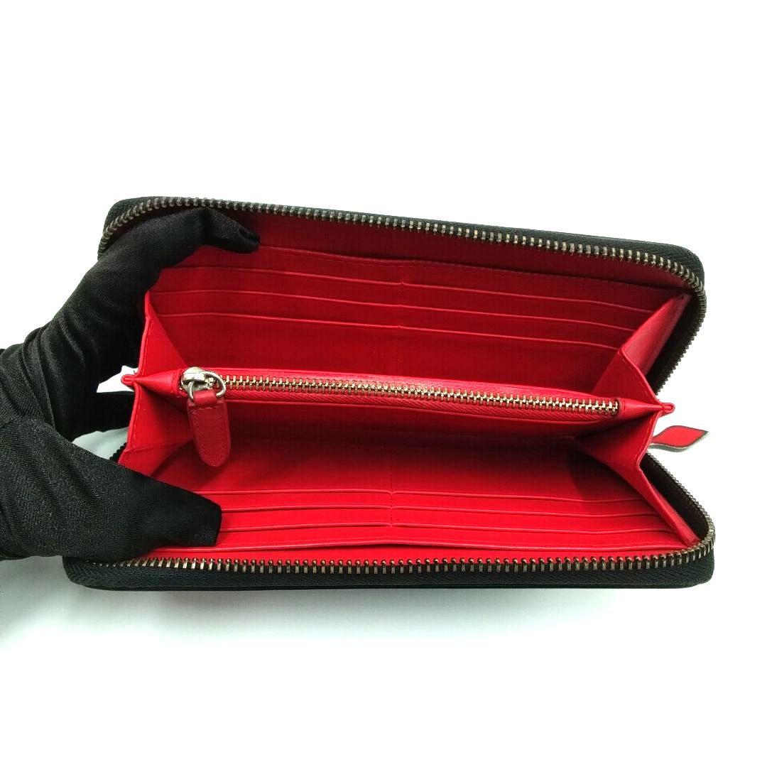 Christian Louboutin ルブタン 長財布 スタッズ 黒×赤メンズ