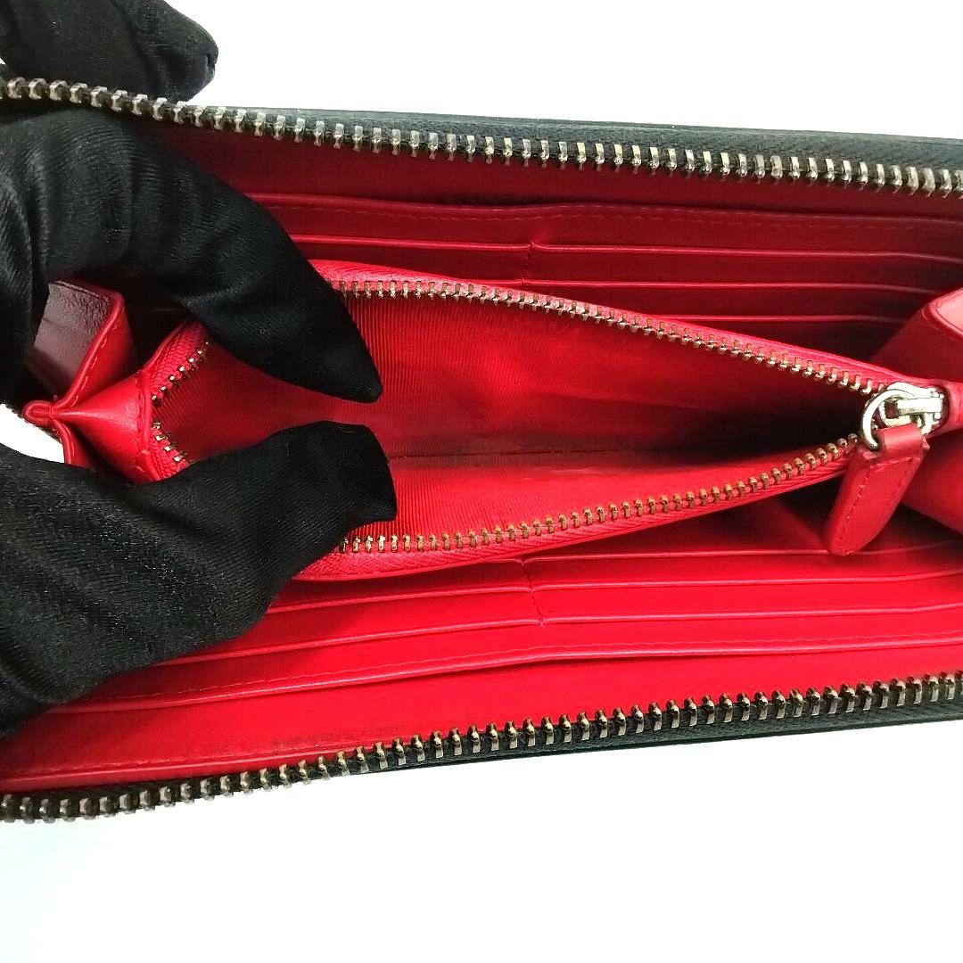 Christian Louboutin ルブタン 長財布 スタッズ 黒×赤メンズ