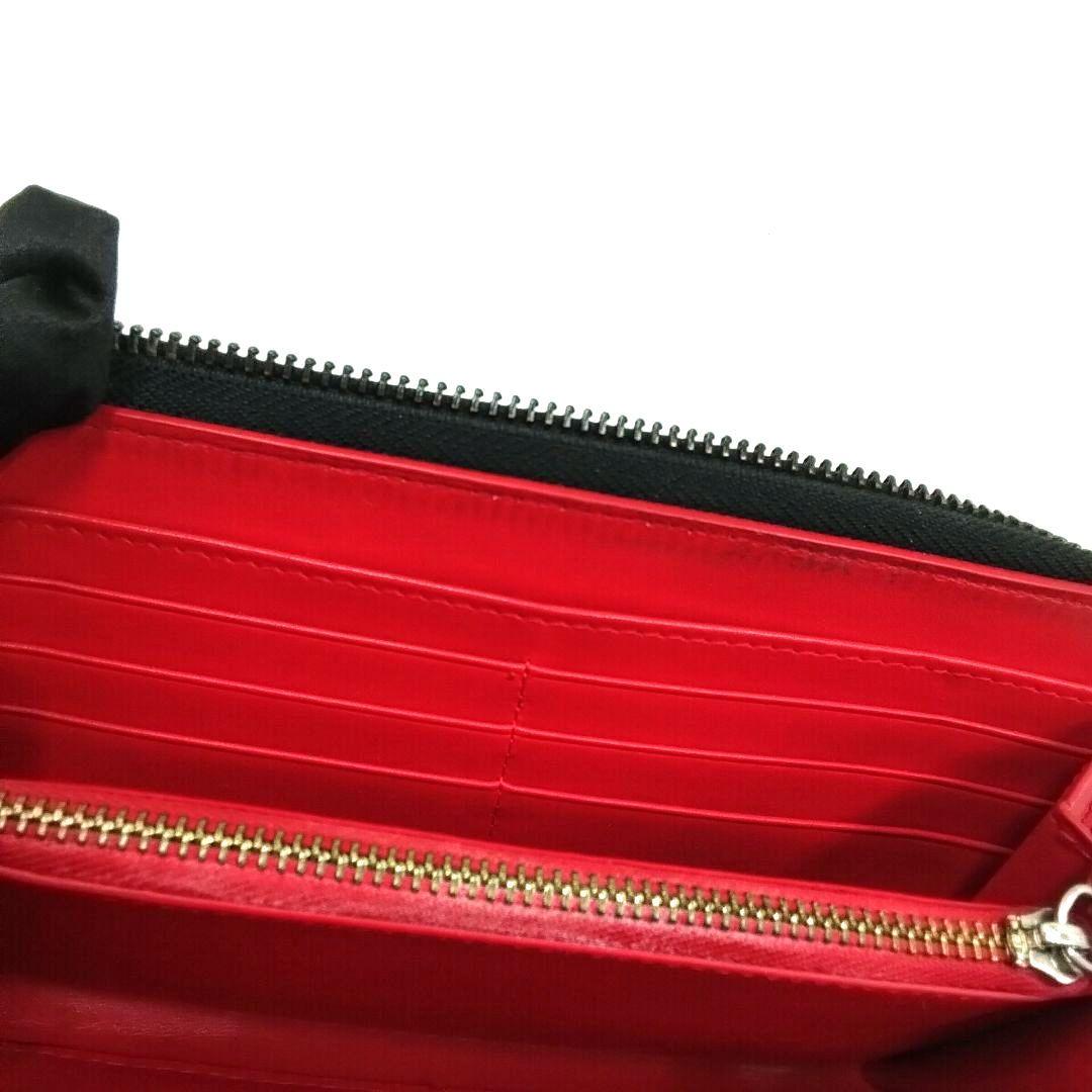 Christian Louboutin ルブタン 長財布 スタッズ 黒×赤メンズ