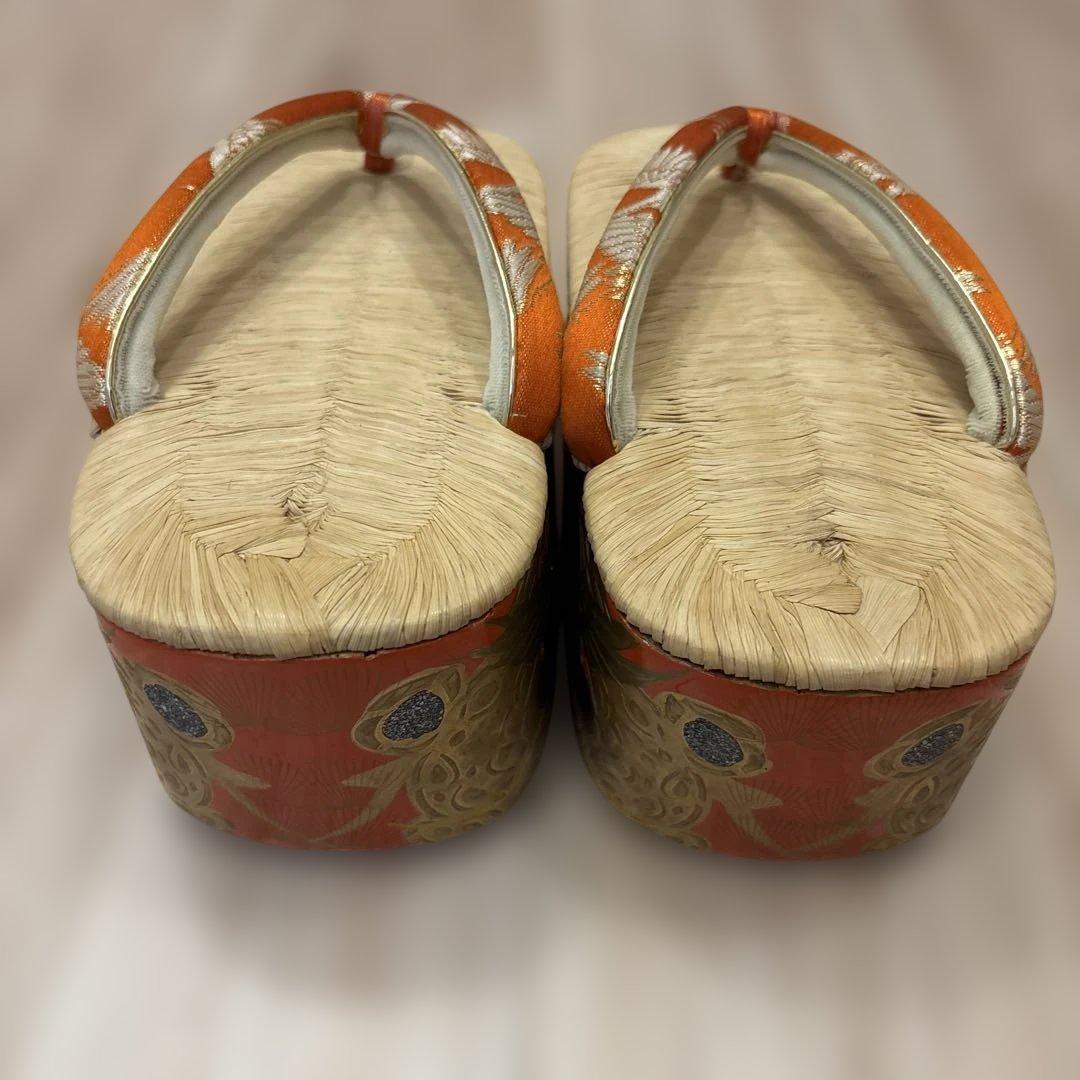 七五三　7歳　ぽっくり下駄　オレンジ系