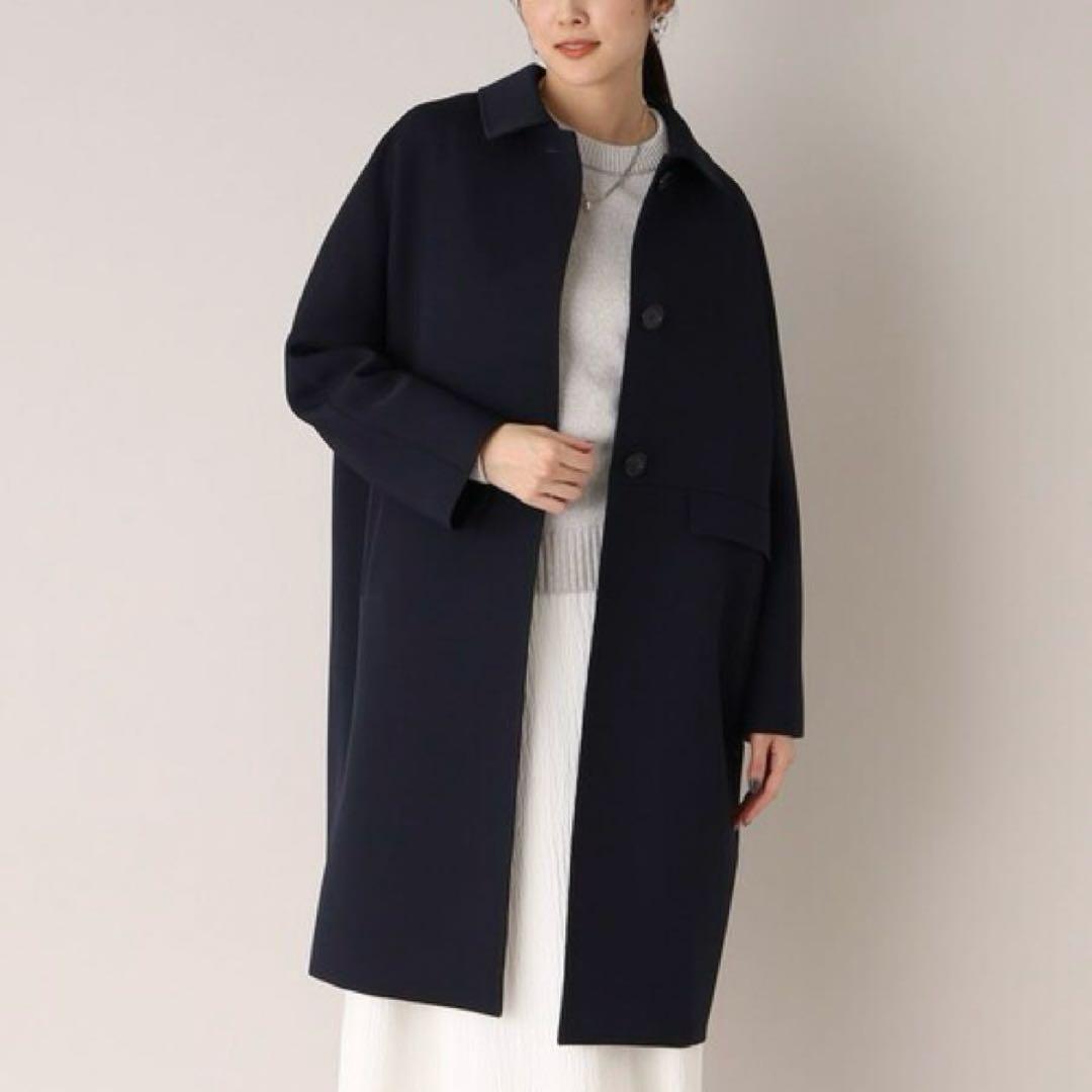 新品【アンタイトル UNTITLED】コクーン　ステンカラー　コート　ネイビー