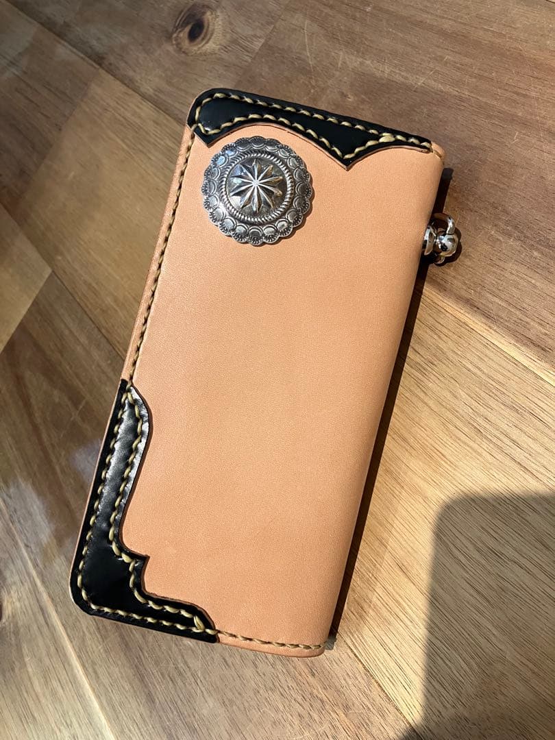 【新品、未使用】ロングウォレット　グレイビーレザー　長財布　革細工　コードバン