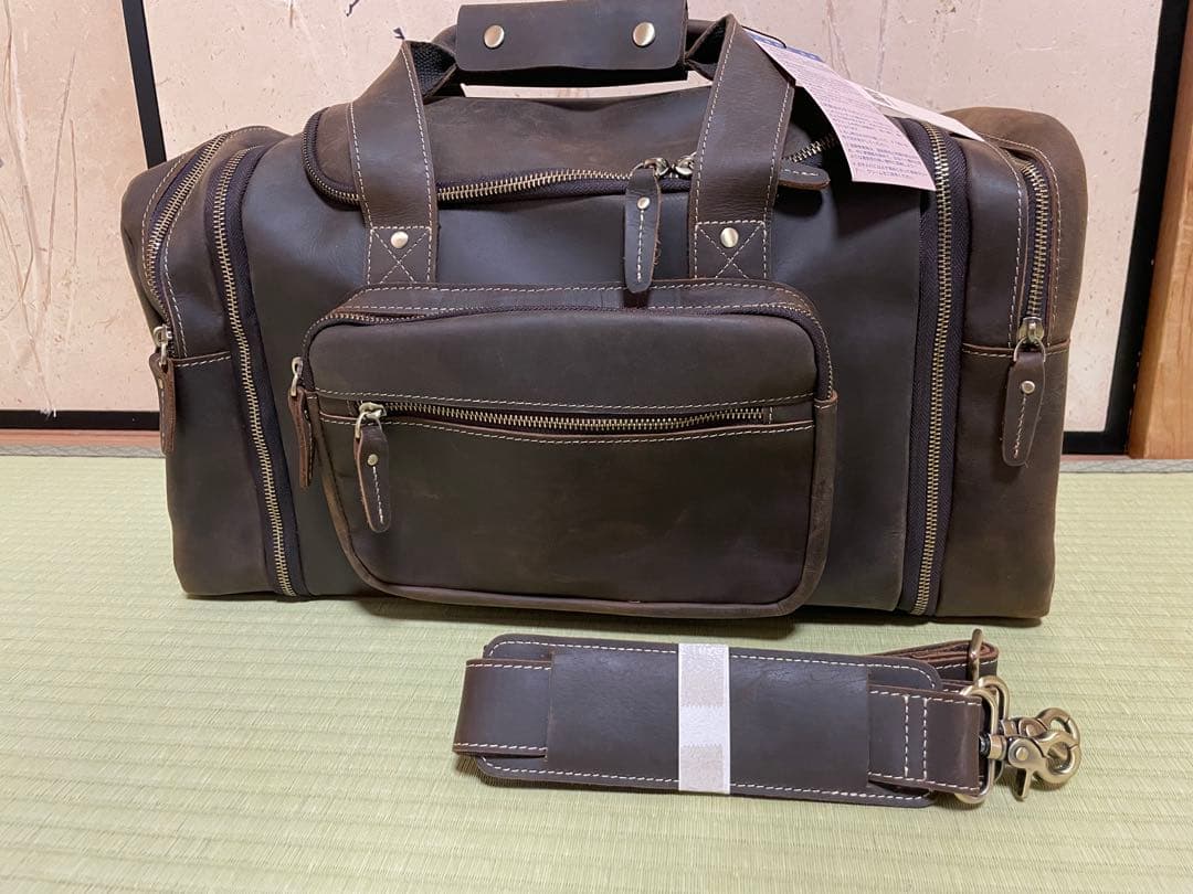 【新品未使用】LANNSYNE ダッフル（ボストン）バッグ 拡張可能 本革レザー