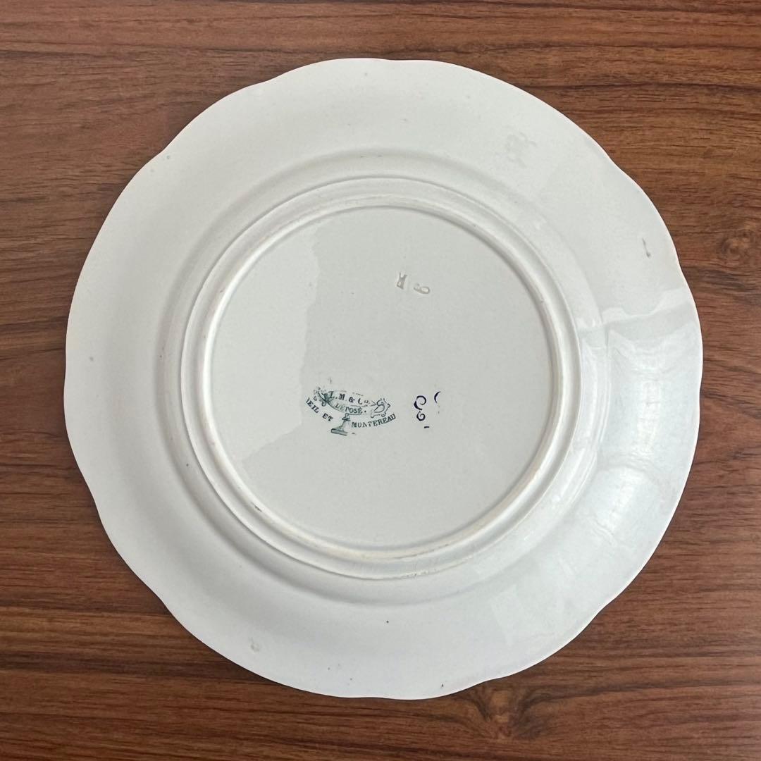 フランスアンティーク ♧クレイユモントロー ♧ O.ワイルドのグリザイユプレート