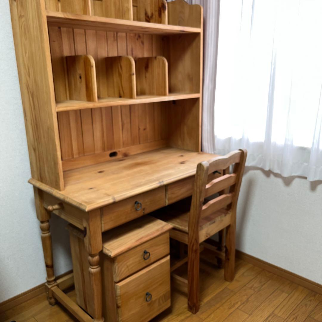 カントリー調　天然木　学習机 引き取り希望2/12まで　購入前にコメント下さい！