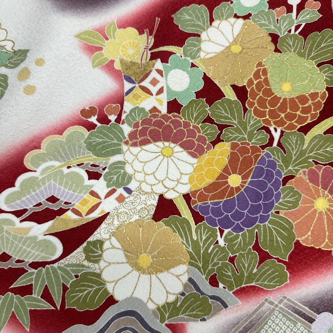 白地 染め分け 古典柄 京友禅 金駒刺繍 振袖