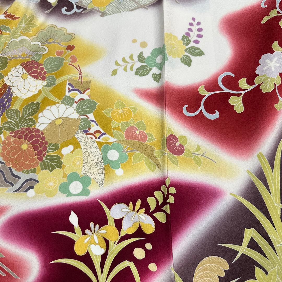 白地 染め分け 古典柄 京友禅 金駒刺繍 振袖