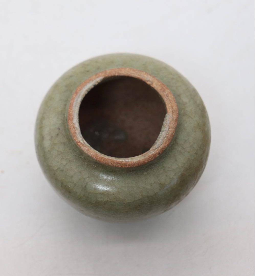 中国　宋時代　青磁小壺　龍泉窯　茶入　木箱付　送料込み250204