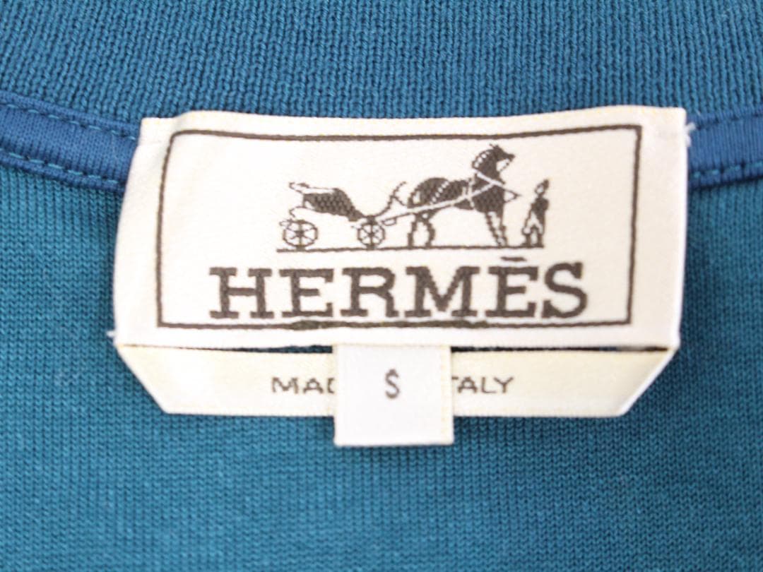 ▲エルメス HERMES コットン パイルブルゾン ジップアップ ターコイズ
