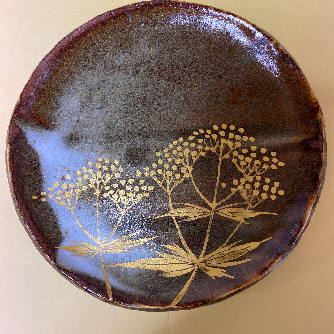 たち吉 特選 青嵐 安田道雄 金銀彩草花　銘々皿