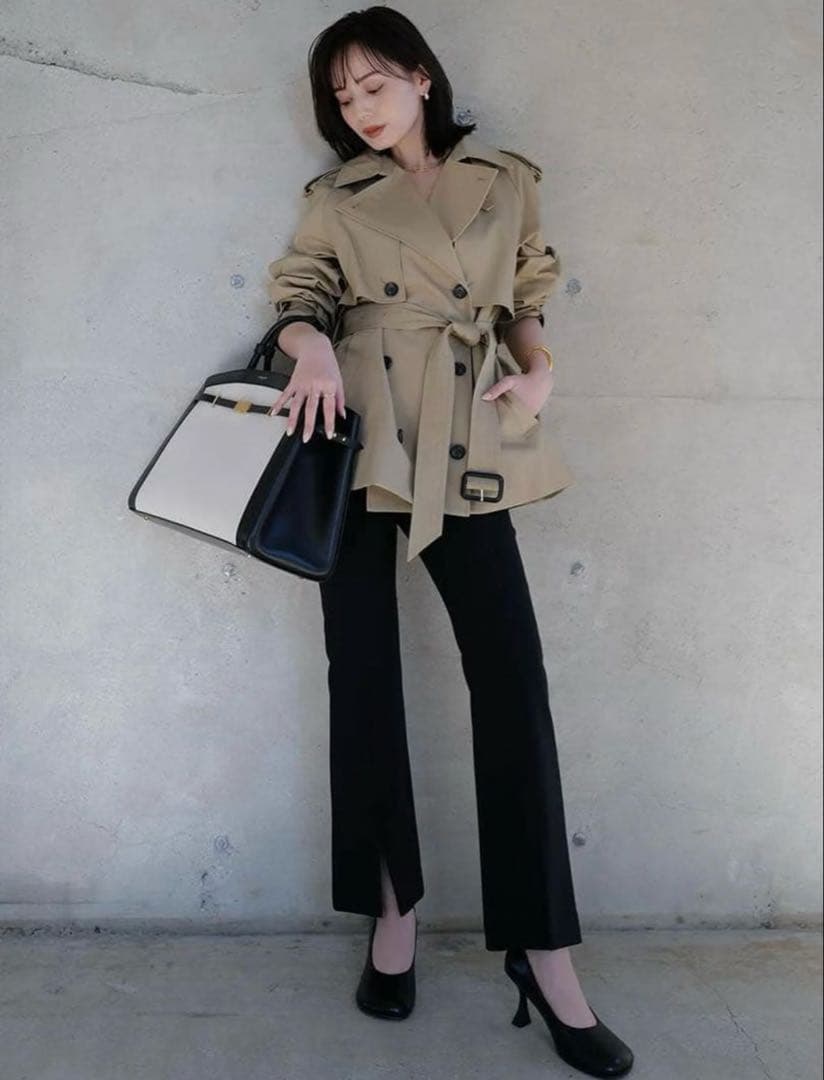 anuans ハーフオーバートレンチコート(ベージュ)(Mサイズ)