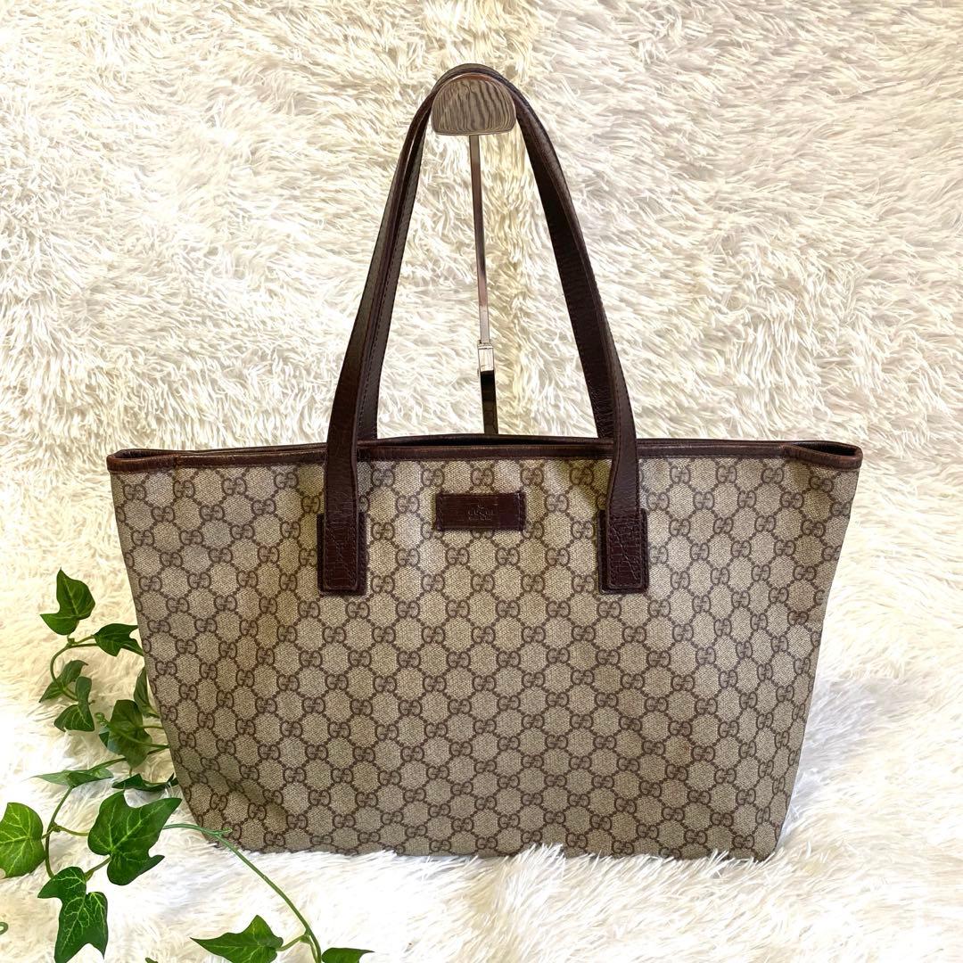 グッチ トートバッグ 肩掛け GGスプリーム PVC×レザー A4