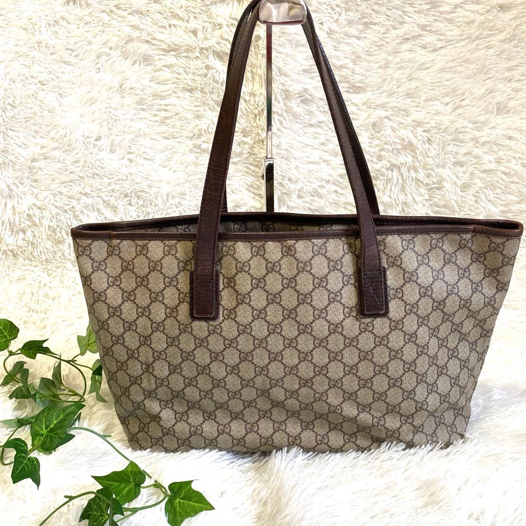 グッチ トートバッグ 肩掛け GGスプリーム PVC×レザー A4