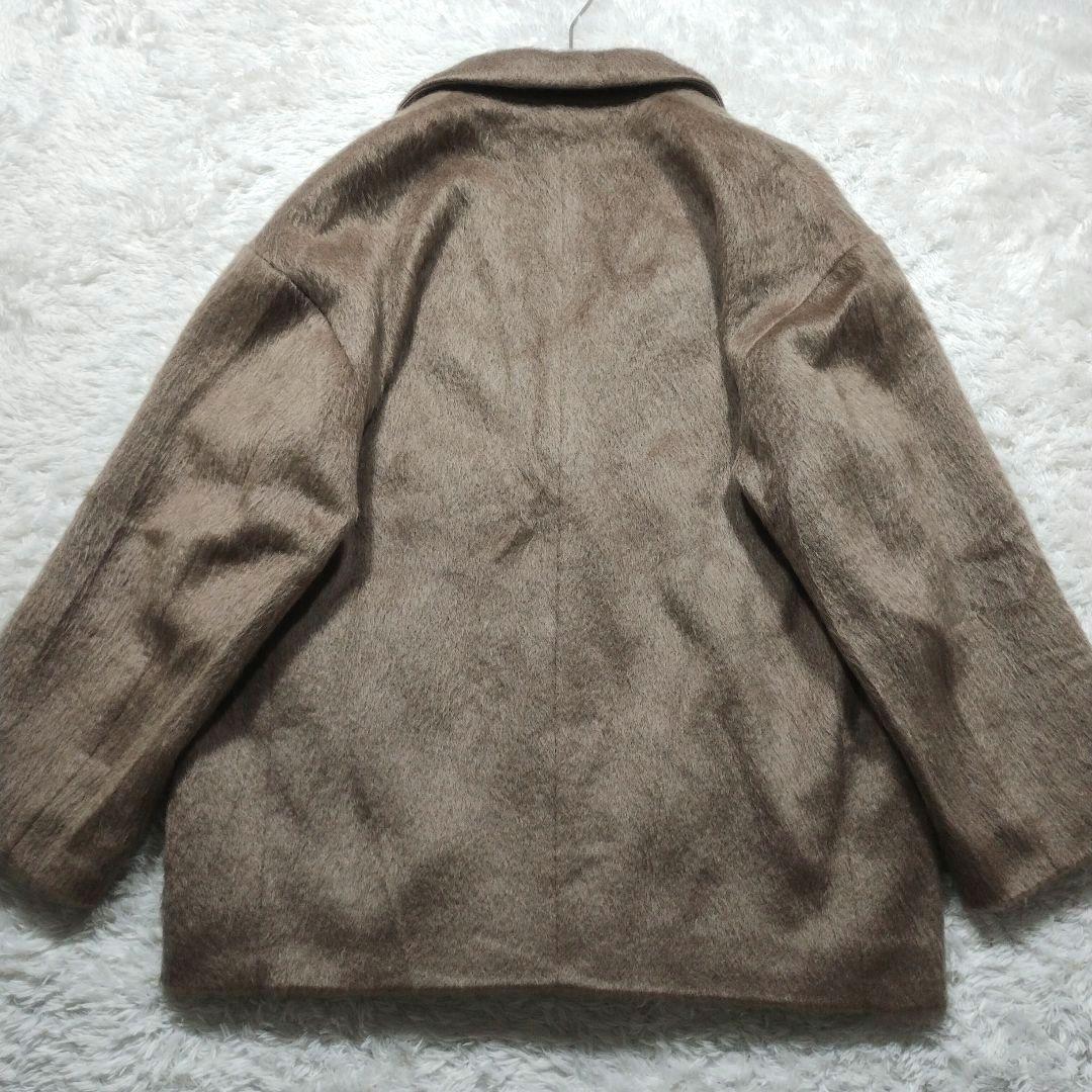 美品　23AW　スピックアンドスパン　シャギージャケットコート　モヘヤ　ブラウン